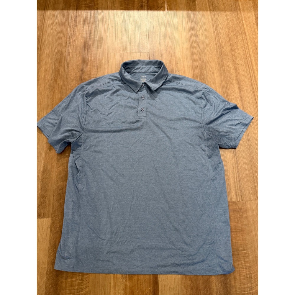 Quince Polo Shirt Mens XL Blue Short Sleeve Recycled Performance Stretch DKB1Z01